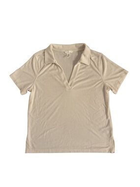 H&M Terry Cloth Cream Short Sleeve Polo Shirt